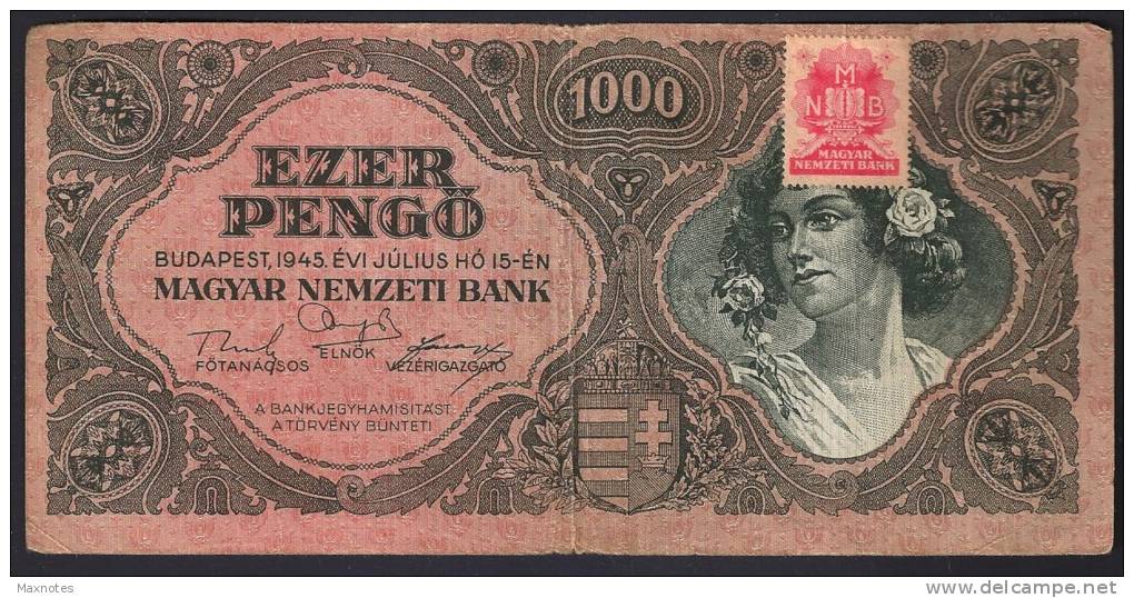 UNGHERIA (HUNGARY)  :1000 Pengo - 1945 - P118a - VF - Hongrie