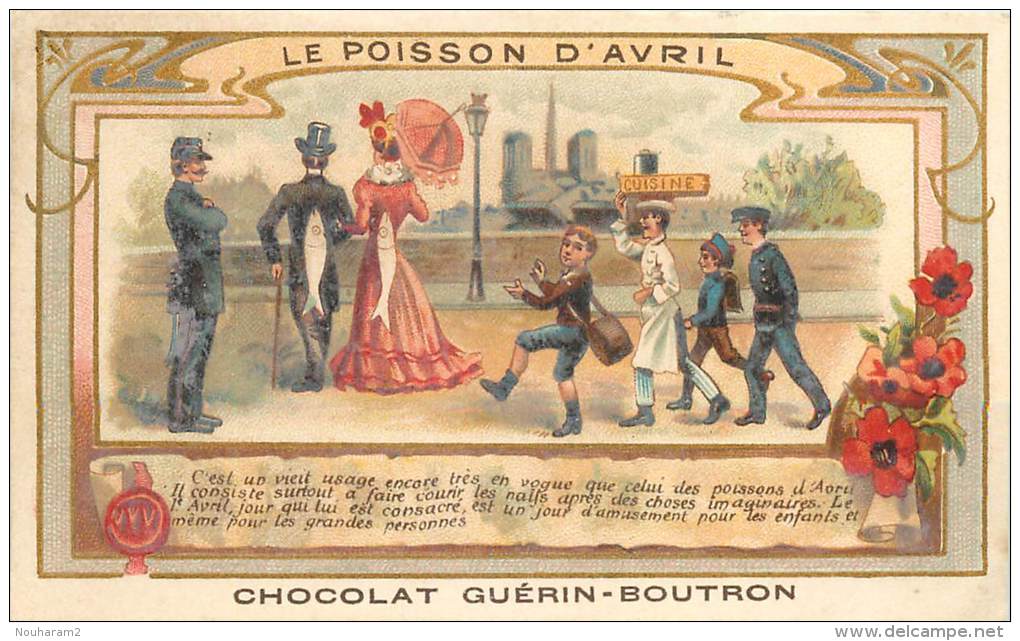 Chromos Réf. X13-005. Chocolat Guérin Boutron - Poisson D'avril - Guérin-Boutron