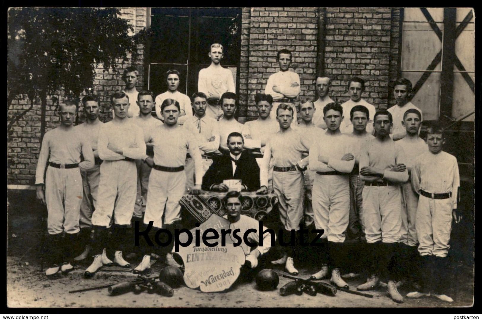 ALTE FOTO POSTKARTE TURNABTEILUNG EINTRACHT WARENDORF 1901 KATH.GES.VEREIN GUT HEIL Kegel Kegeln Ninepins Jeu De Quilles - Warendorf