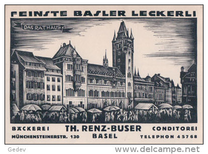 Basel, Das Rathaus, Publicité Basler Leckerli, Th. Renz-Buser (3455) - Bâle