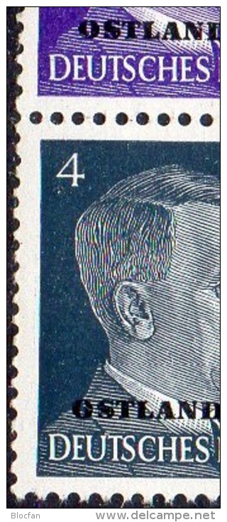 II.WK Hitlers Aufdruck Deutsches Reich 1941 Besetzung Ostland ZD 1/4 ** 16€ Overprint Se-tenant Of Old Germany III.Reich - WW2