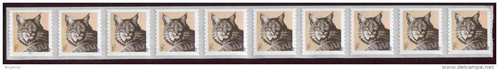 Bande De 10 Timbres** Adhésifs De 2012 "Bobcat" Avec N° Noir  Au Verso 1020 - Neufs