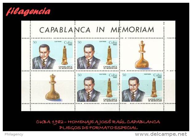 TRASTERO. CUBA MINT. 1982-29 HOMENAJE A JOSÉ RAÚL CAPABLANCA. AJEDREZ. MINIPLIEGO - Ongebruikt