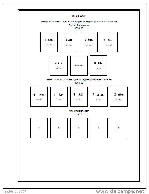 THAILAND STAMP ALBUM PAGES 1883-2011 (510 Pages) - Engels