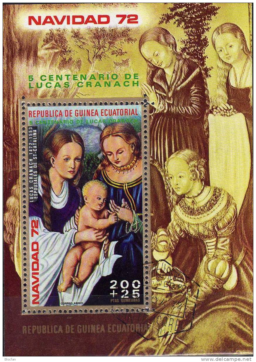 Christmas 1972 Cranach Äquatorial Guinea 173/80A/B, Block 42+43 O 9€ Kinder Bloque M/s Art Bloc Painting Sheet Bf Africa - Christianity