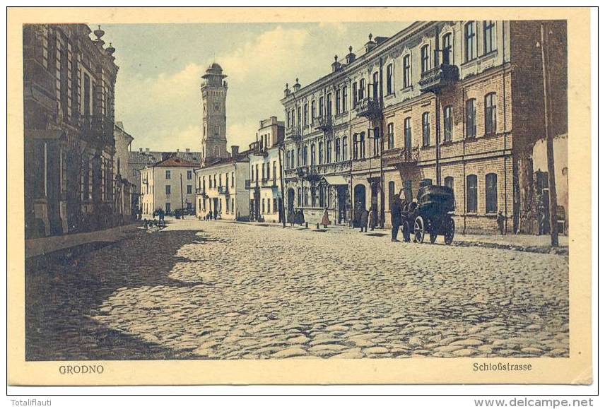 Grodno Belarus Schloßstrasse Belebt  Feldpost 1. Weltkrieg 26.8.1918 Gelaufen Hrodna BIELORUSSIE - Weißrussland