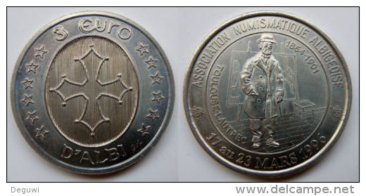 3 Euro Temporaire Precurseur D´ALBI, 1996,  1000 Ex. Only, RRRR, Nickel, Nr. 19 - Euros Of The Cities