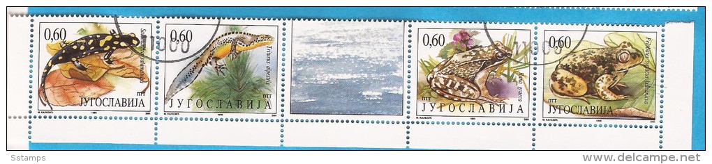 1995 X 2707-10  JUGOSLAVIJA FAUNA AMPHIBIANS, Frogs, Protected Animals  USED - Gebruikt