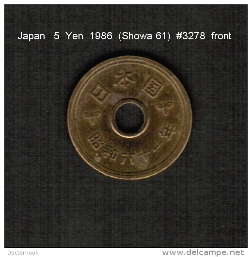 JAPAN    5  YEN  1986  (Hirohito 61---Showa Period)  (Y # 72a) - Japon