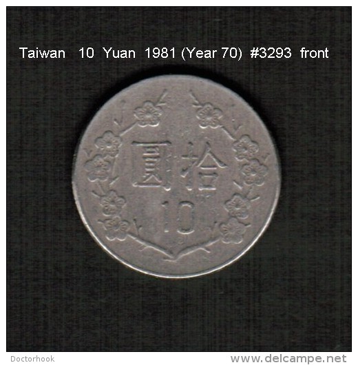 TAIWAN   10  YUAN  1981  (Year 70)  (Y # 553) - Taiwán