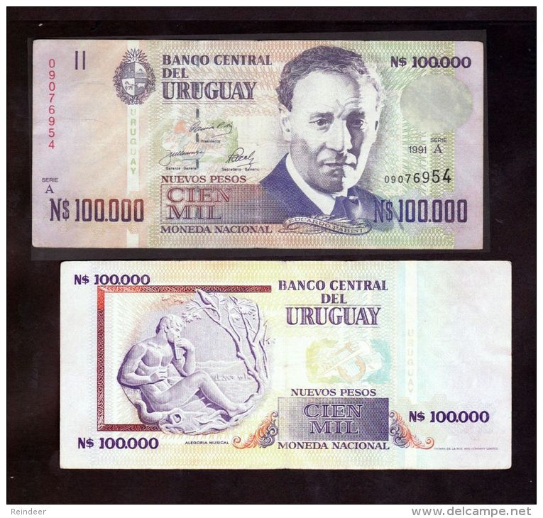 ® URUGUAY: 100000 Nuevos Pesos (1991) UNC - Uruguay