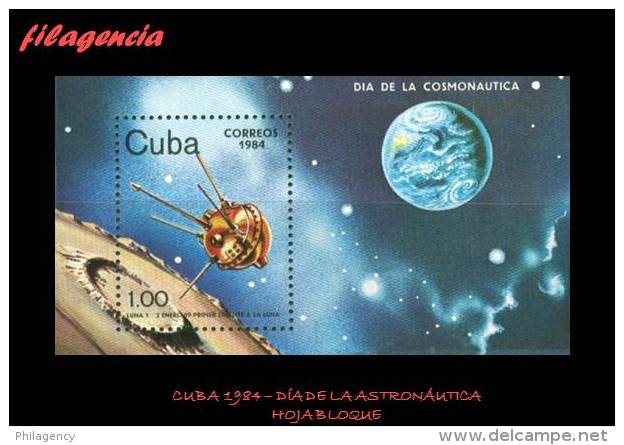 CUBA MINT. 1984-10 DÍA DE LA ASTRONÁUTICA. HOJA BLOQUE - Neufs
