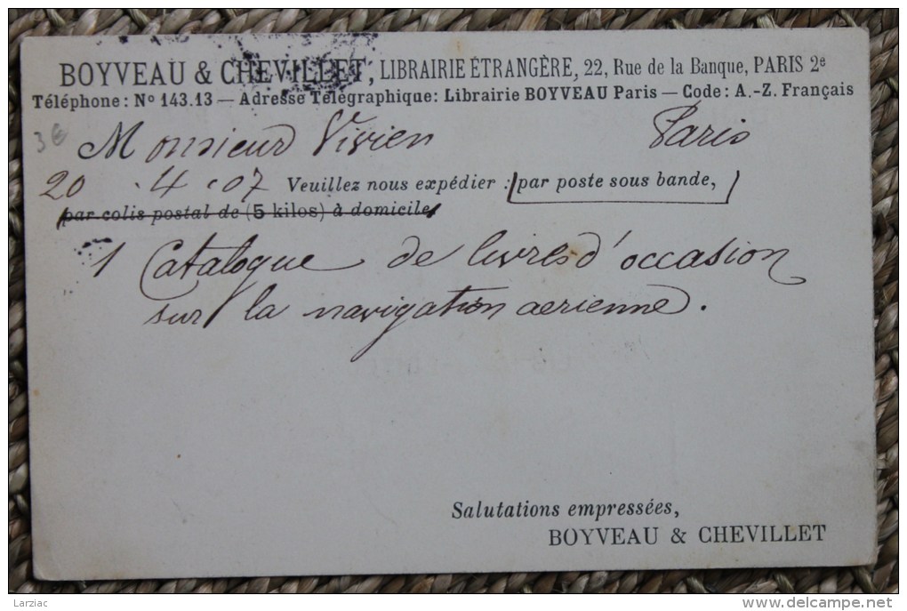Carte Postale Librairie étrangère Boyveau & Chevillet  éditeur Paris Recto/verso - Other & Unclassified