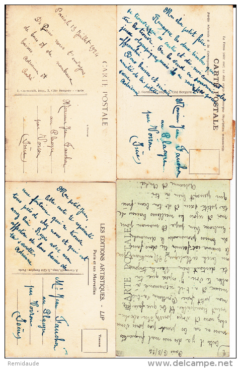 JEUX OLYMPIQUES De PARIS De 1924 - RARES VIGNETTES DIFFERENTES SUR 4 CARTES De PARIS Avec EXPLICATION SUR L'UNE D'ELLE - Sport