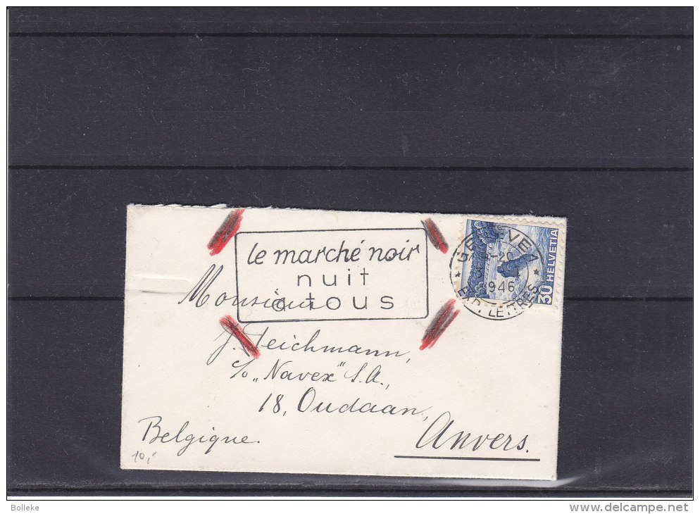 Suisse - Lettre De 1946 - Oblitération Spéciale - Commerce - Petit Format - Exp Vers La Belgique - Lettres & Documents