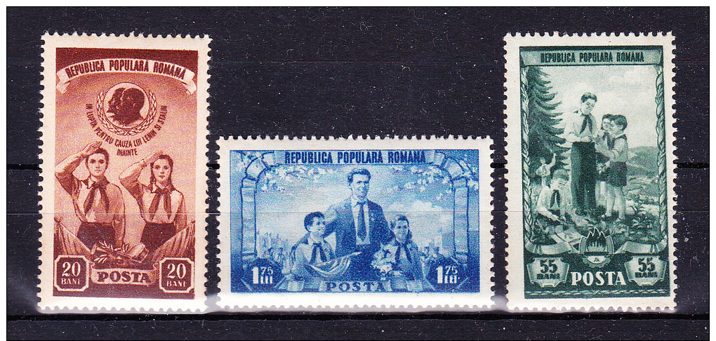 ROMANIA  1952, Young Pionieers Organization 3 Years  Y&T  1258/0  , Cv 16.00 E  , ** , M N H , V V F - Nuovi