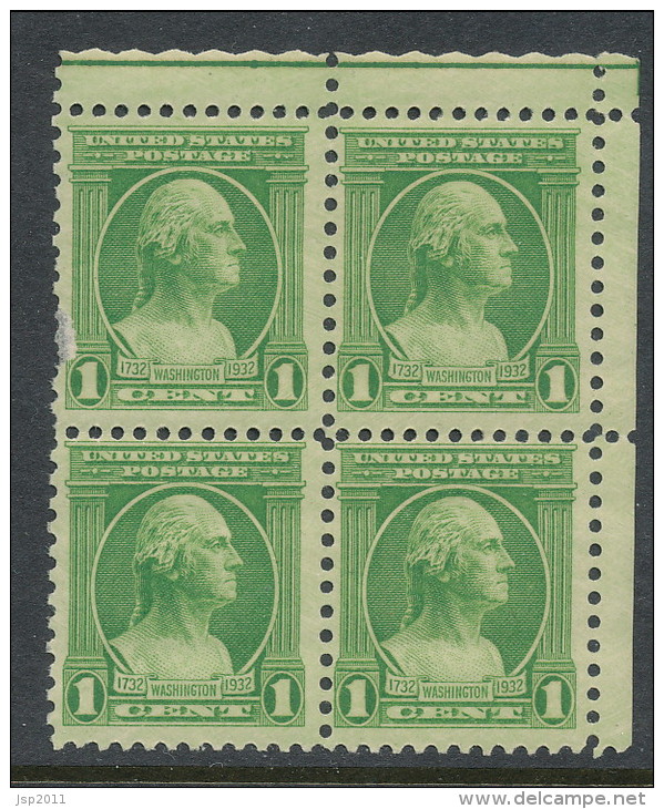 USA 1932 Scott 705. Washington Portrait By Houdon, MH (*). Block Of 4 - Ungebraucht