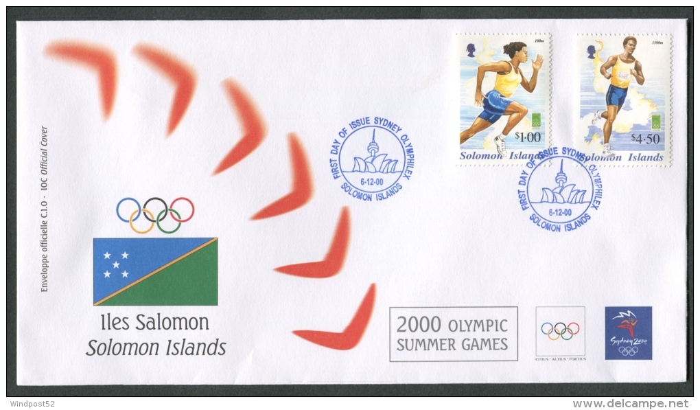 GIOCHI OLIMPICI ESTATE 2000 SYDNEY - FDC ISOLE SALOMONE SOLOMON ISLANDS ANNULLO SPECIALE 20 - Verano 2000: Sydney