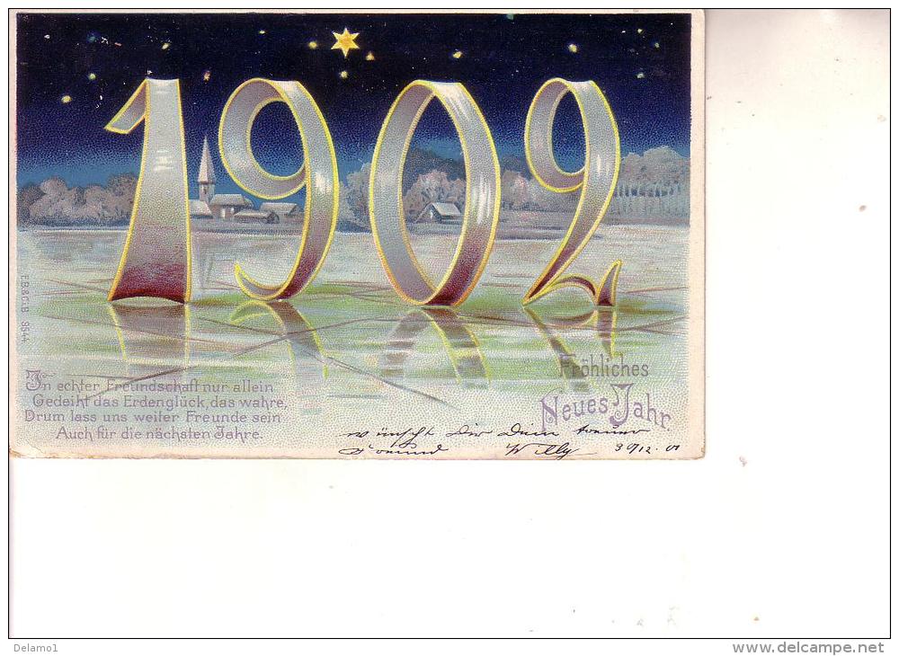 Germania  - Postkarte --fröhliches Neues Jahr--  Buon Anno (1902) - Año Nuevo