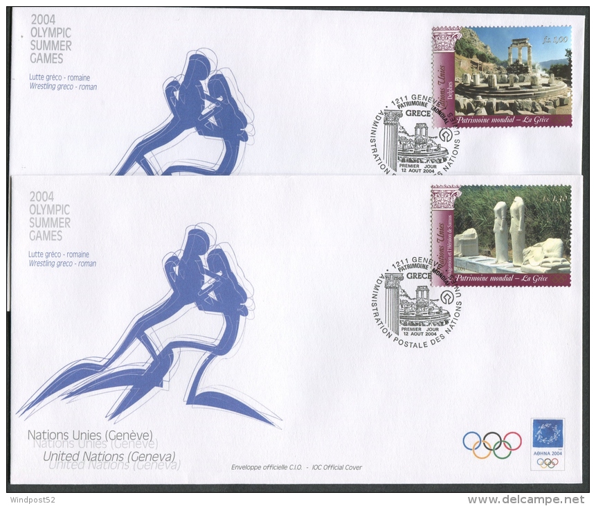 GIOCHI OLIMPICI ESTATE 2004 ATENE - FDC ONU GINEVRA UNITED NATIONS 02 FDC ANNULLO SPECIALE - 31 - Summer 2004: Athens