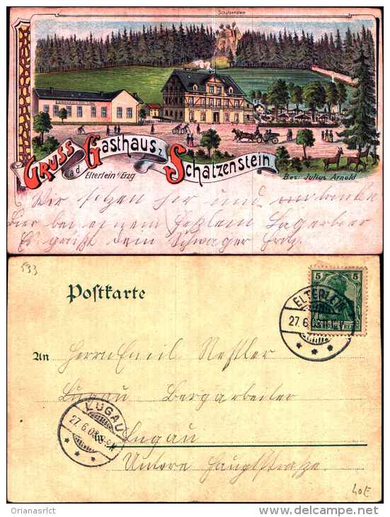 533)cartolina Grus Ad Gasthaus Z. Schtzenstein.-elterlein-viaggiata - Elterlein