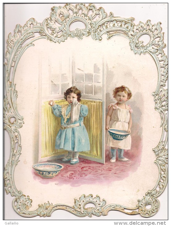 RARE TRES BEAU DECOUPIS GRAND FORMAT 21 X 28 CMS ENFANT A LA TOILETTE - Children