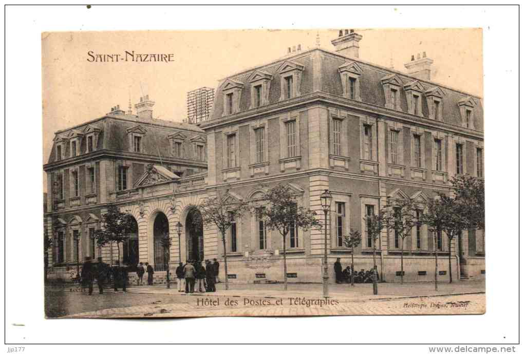 Saint Nazaire En 1900 Vue Animée De L'Hotel Des Postes Et Telegraphes Poste Heliotypie Dugas Dos Non Divise - Saint Nazaire