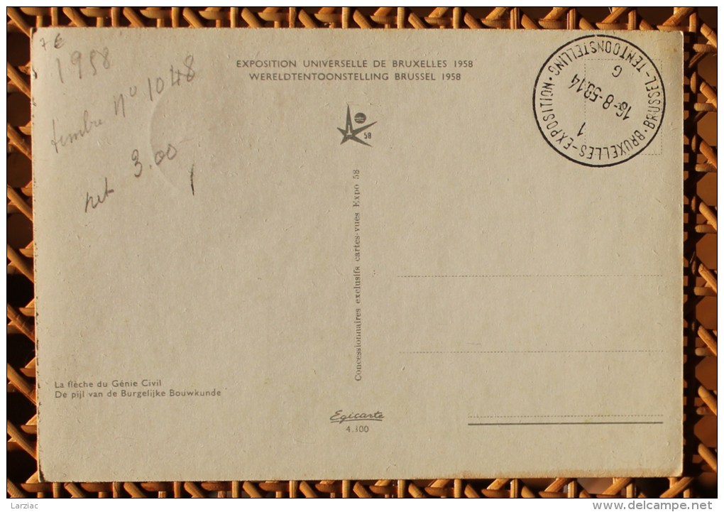 Carte Postale Maximum Pavillon Du Génie Civil Exposition Universelle Oblitération Bruxelles Recto/verso - 1951-1960