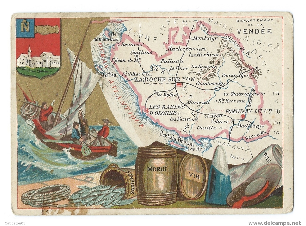 Carte Géographique De La Vendée De 1884 En Témoignage De Satisfaction Du Pensionnat De Mme Tardy- Caperoni - Gannat - Géographie