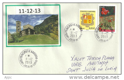 "Happy 11/12/13 ! "  Oblitération 11/Decembre/2013. Last 3 Digits Of The Century !, Sur Lettre  From Andorra ! - Storia Postale