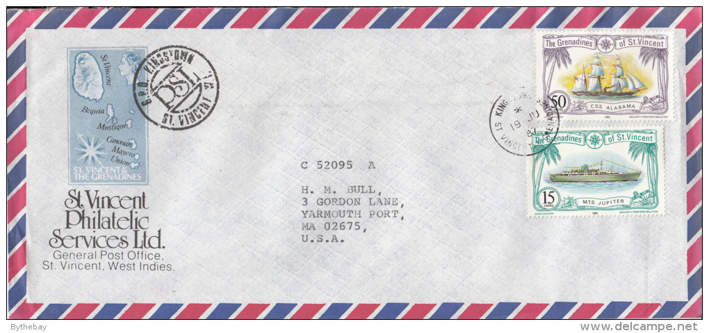 St. Vincent Grenadines Cover To USA Scott #227 15c Jupiter, #231 50c Alabama - St.Vincent & Grenadines