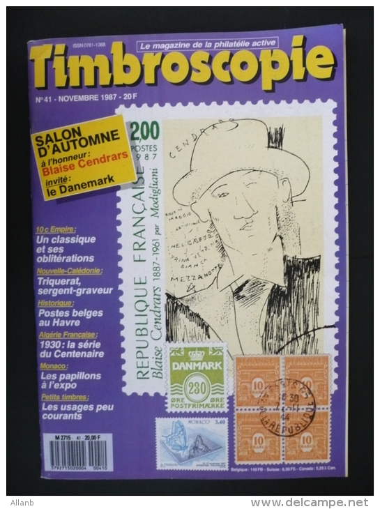 Timbroscopie N° 41 Novembre1987 - Papillons, Danemark, 10 C Empire, Cours D'instruction, - Francés (desde 1941)