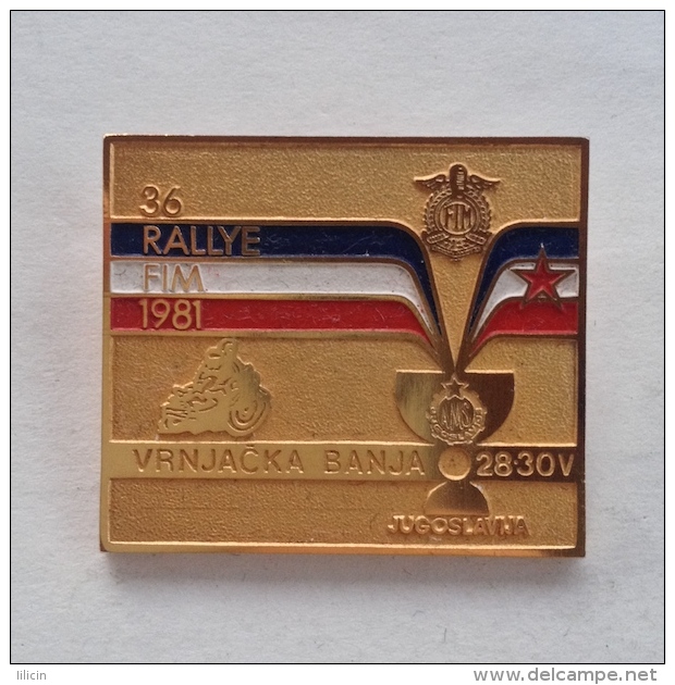 Badge Pin ZN000629 - Motorcycle (Motorbike) Yugoslavia Serbia Vrnjacka Banja Rallye FIM 1981 - Motorbikes