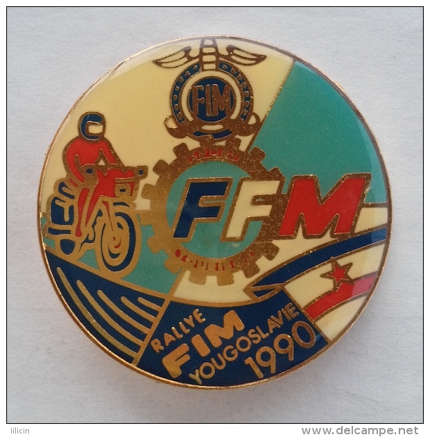 Badge / Pin (Motorcycling) - Yugoslavia Belgrade Rallye FIM (annual Motorbike Gathering) 1990 - Motorbikes