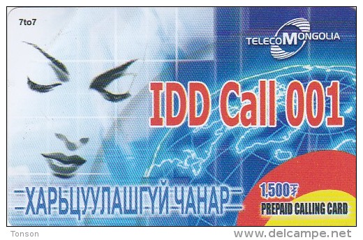 Mongolia, M?, Telcom Mongolia, IDD Call 001, 2 Scans. - Mongolie