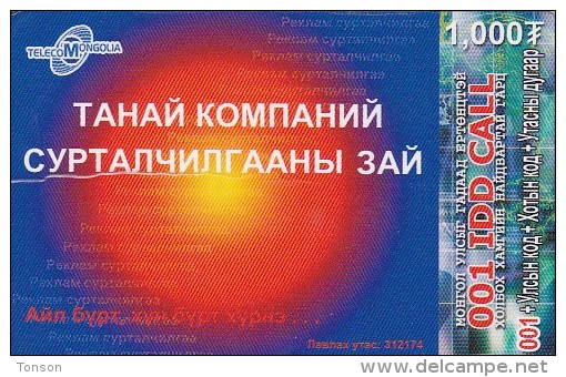 Mongolia, M?, Telcom Mongolia,001  IDD CALL, 2 Scans. - Mongolia