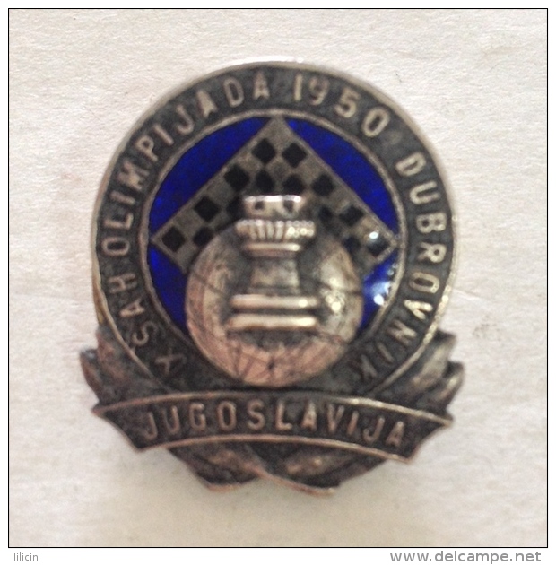 Badge Pin ZN000637 - Chess (sah) Yugoslavia Croatia Dubrovnik 9th Olympics (Olimpique) 1950 - Other & Unclassified