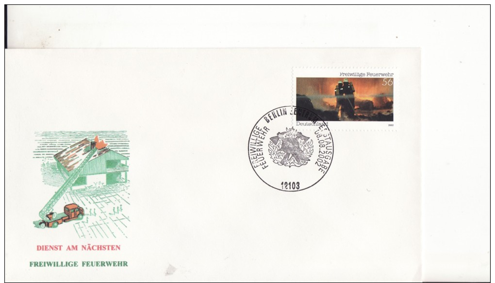 SAPEURS-POMPIERS - FIREMAN - FEUERWEHR *** Sapeurs-pompiers Volontaires *** Yvrt N°2103 FDC D´Allemagne 2002 - Feuerwehr