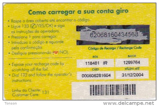 Mozambique, 80.000,00Mt, Giro Recharge Card, 2 Scans.  Expiry : 31/12/2004 - Moçambique