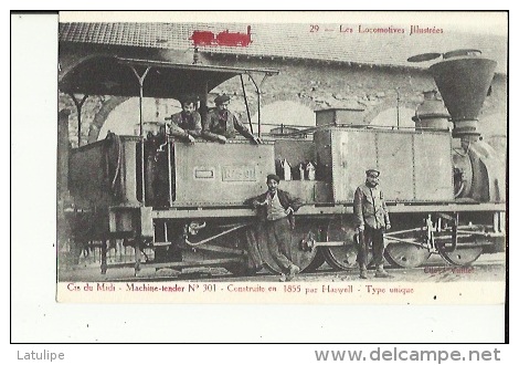 Carte -Photo De La Cie Du Midi-Machine-Tender No 301 _ Animée _Construite En 1855  Par Haswell_Type Unique - Other & Unclassified