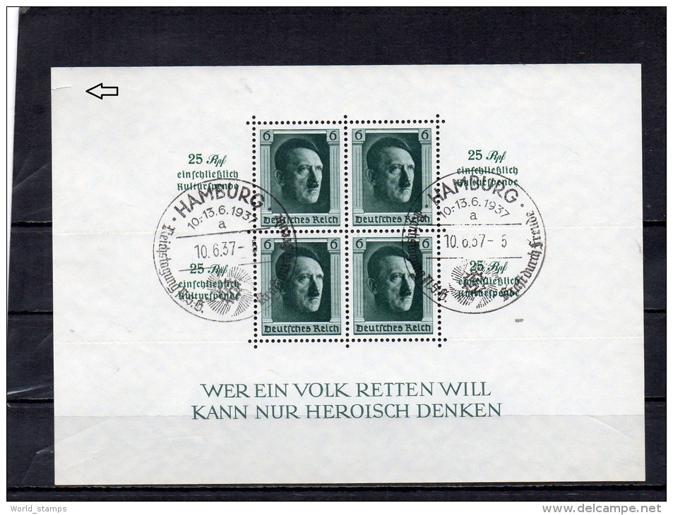 ALLEMAGNE 1937 BF 11 O - Blocks & Kleinbögen