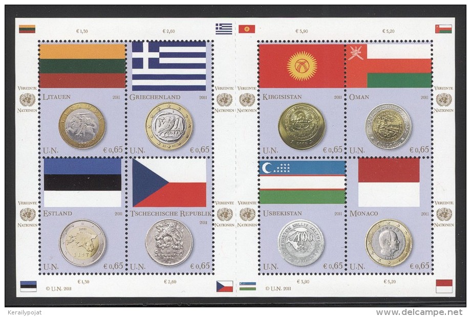 Austria (UN Vienna) - 2011 Flags And Coins Kleinbogen MNH__(THB-5237) - Blocs-feuillets