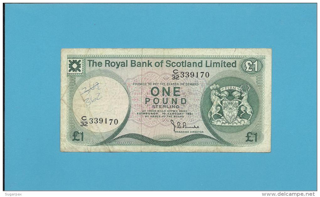 SCOTLAND - UNITED KINGDOM - 1 POUND - 10.01.1981 - P 336 - THE ROYAL BANK OF SCOTLAND LIMITED - 1 Pond