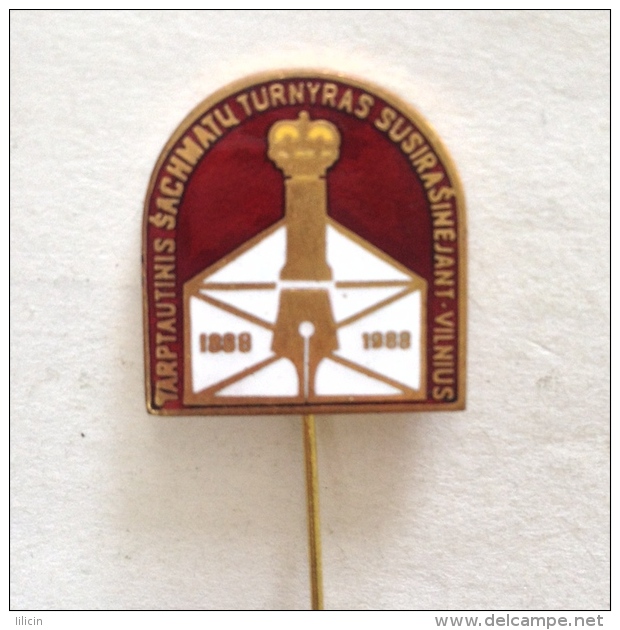 Badge / Pin ZN000651 - Chess (sah) Soviet Union (SSSR CCCP USSR) Lithuania Vilnius International Tournament 1988 - Other & Unclassified