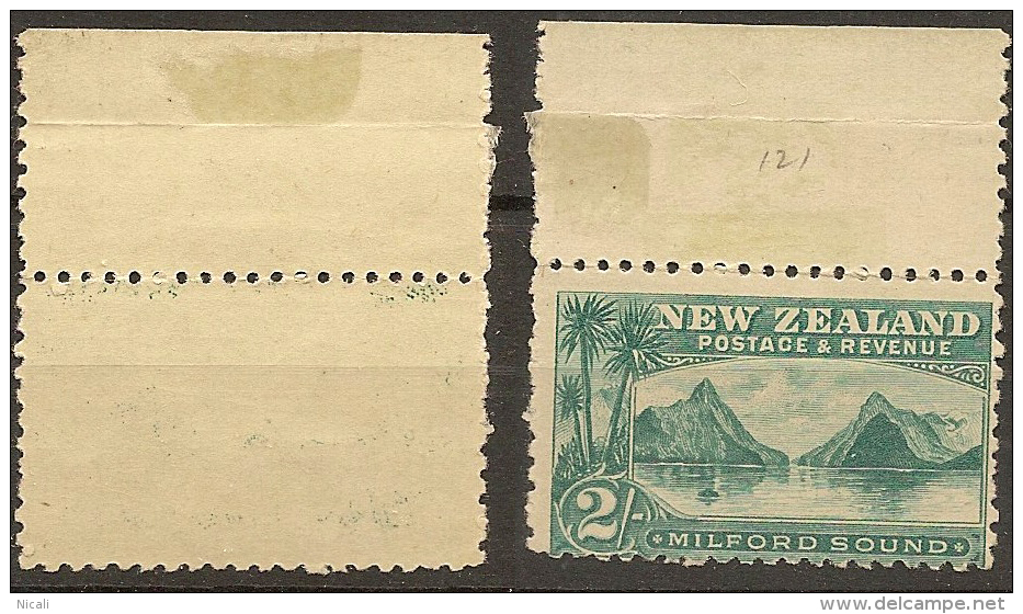 NZ 1898 2/- Milford P11 Laid Paper SG 269 UNHM #HV14 - Neufs