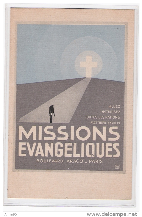 CP - PUBLICITE RELIGION  - MISSIONS EVANGELIQUES - BOULEVARD ARAGO - PARIS - 75 - Publicité