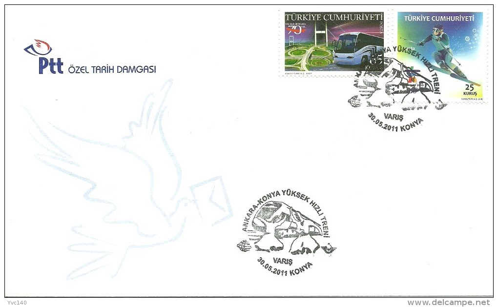 Turkey; Special Postmark 2011 High-Speed Train "Ankara-Konya" (Arrival) - FDC