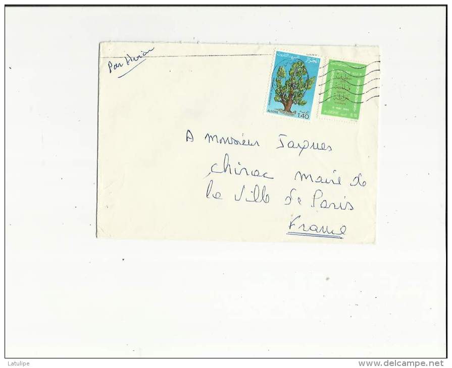 Enveloppe Timbrée De Alger Algerie  Adressé A Mr Jacques Chirac Maire De Paris 75 - Algérie (1962-...)