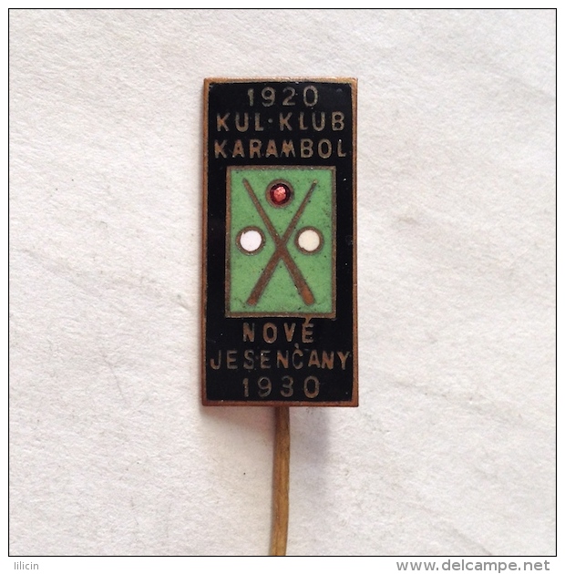 Badge Pin ZN000686 - Pool Czechoslovakia Nove Jesencany Karambol Klub 1930 - Billares