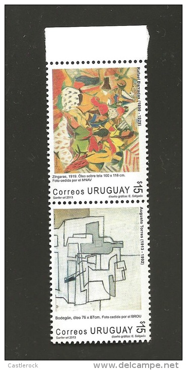 O) 2013 URUGUAY, PAINTINGS, ART, RAFAEL BARRADAS. AUGUSTO TORRES, SET MNH - Uruguay